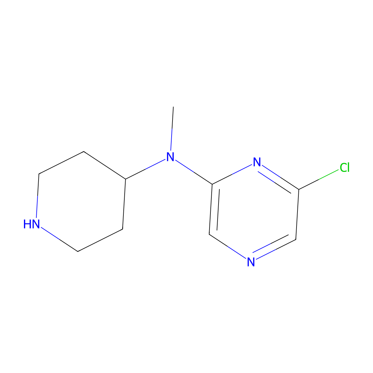 6-chloro-N-methyl-N-(piperidin-4-yl)pyrazin-2-amine molecular structure, CAS 2680739-55-1