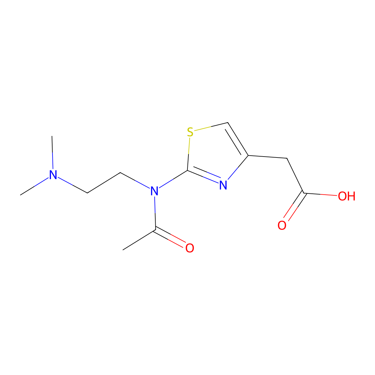 2-(2-{N-[2-(dimethylamino)ethyl]acetamido}-1,3-thiazol-4-yl)acetic acid molecular structure, CAS 2680739-61-9