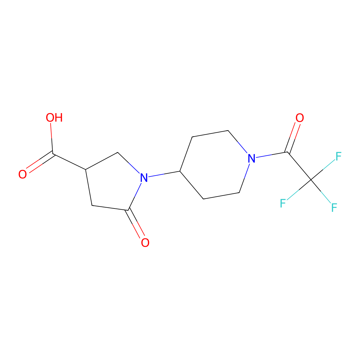 5-Oxo-1-[1-(2,2,2-trifluoroacetyl)piperidin-4-yl]pyrrolidine-3-carboxylic acid molecular structure, CAS 2680739-64-2