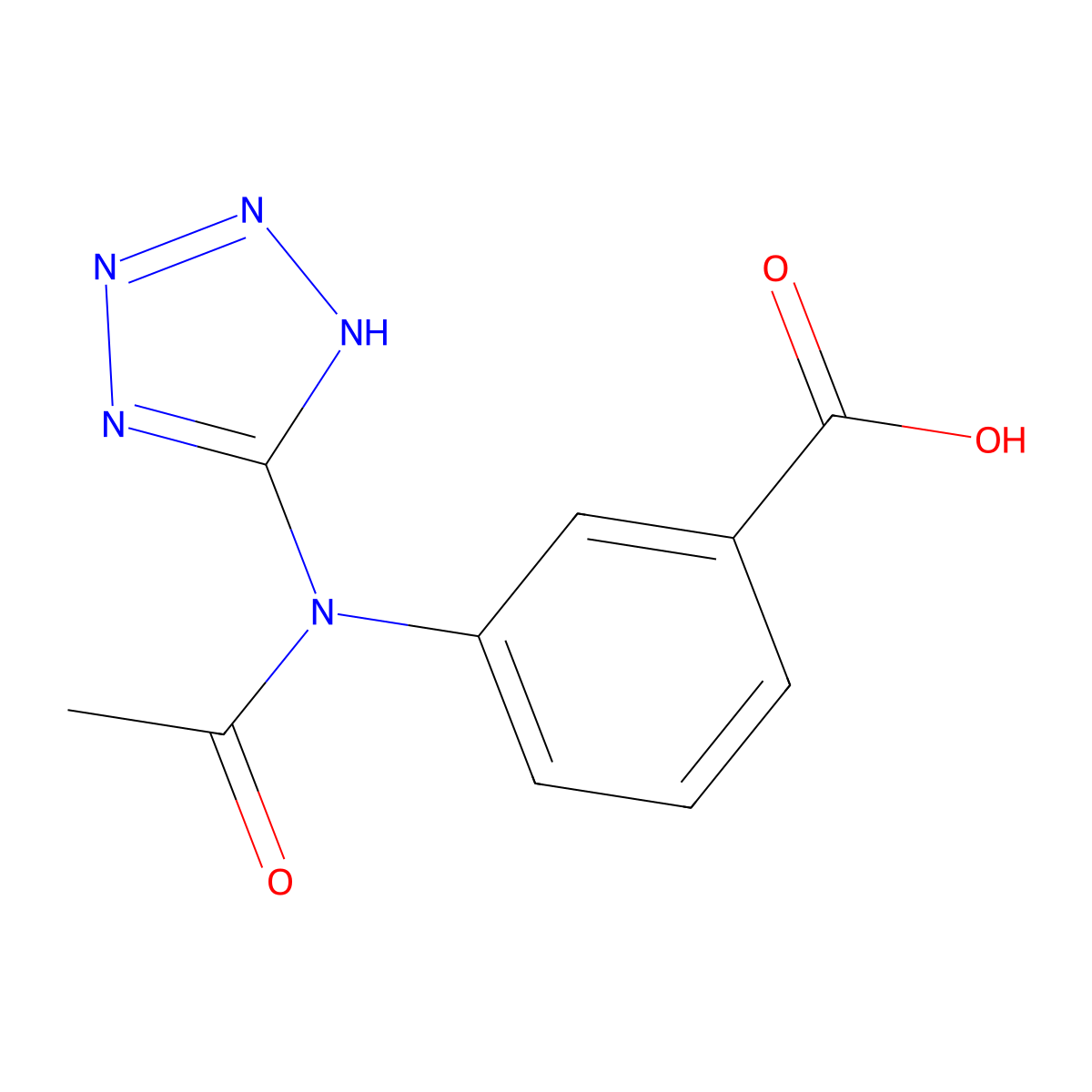 3-[N-(1H-1,2,3,4-tetrazol-5-yl)acetamido]benzoic acid molecular structure, CAS 2680739-71-1
