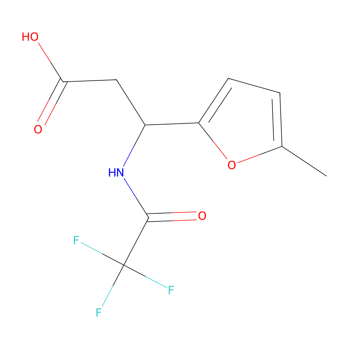 3-(5-Methylfuran-2-yl)-3-(trifluoroacetamido)propanoic acid molecular structure, CAS 2680739-76-6
