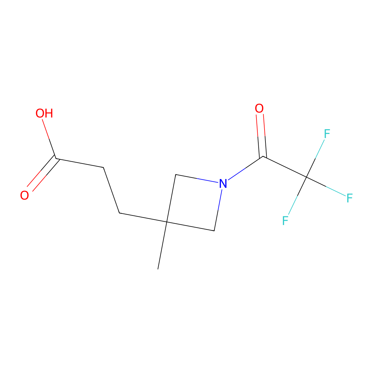 3-[3-Methyl-1-(trifluoroacetyl)azetidin-3-yl]propanoic acid molecular structure, CAS 2680739-83-5