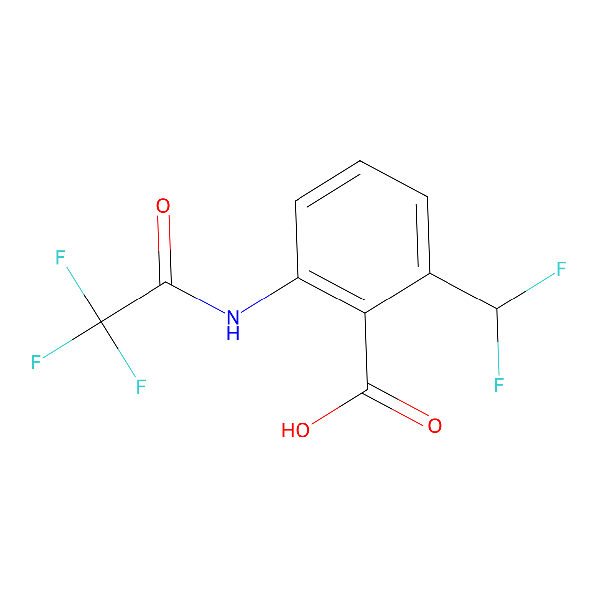 2-(Difluoromethyl)-6-(2,2,2-trifluoroacetamido)benzoic acid molecular structure, CAS 2680739-84-6