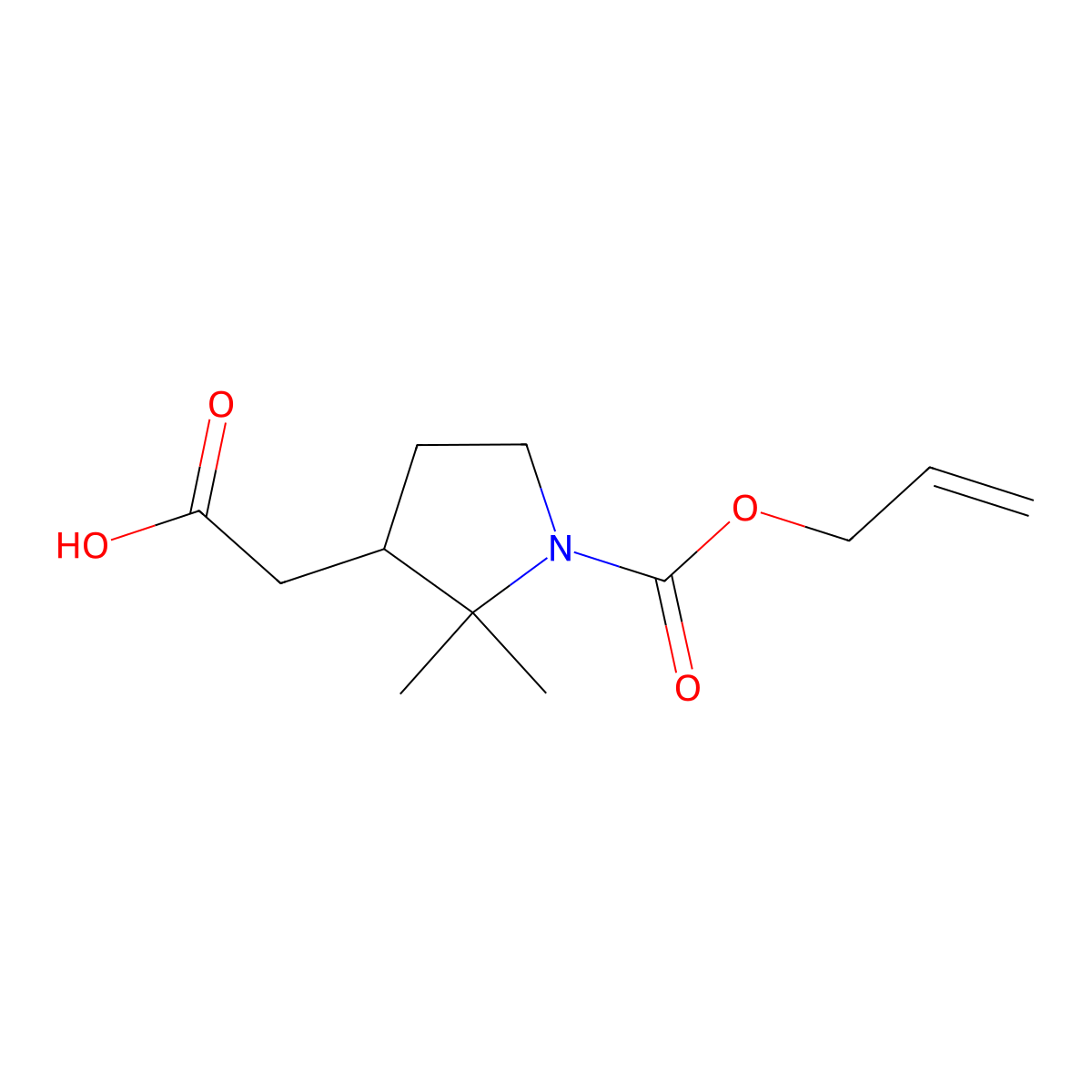 2-{2,2-Dimethyl-1-[(prop-2-en-1-yloxy)carbonyl]pyrrolidin-3-yl}acetic acid molecular structure, CAS 2680739-88-0
