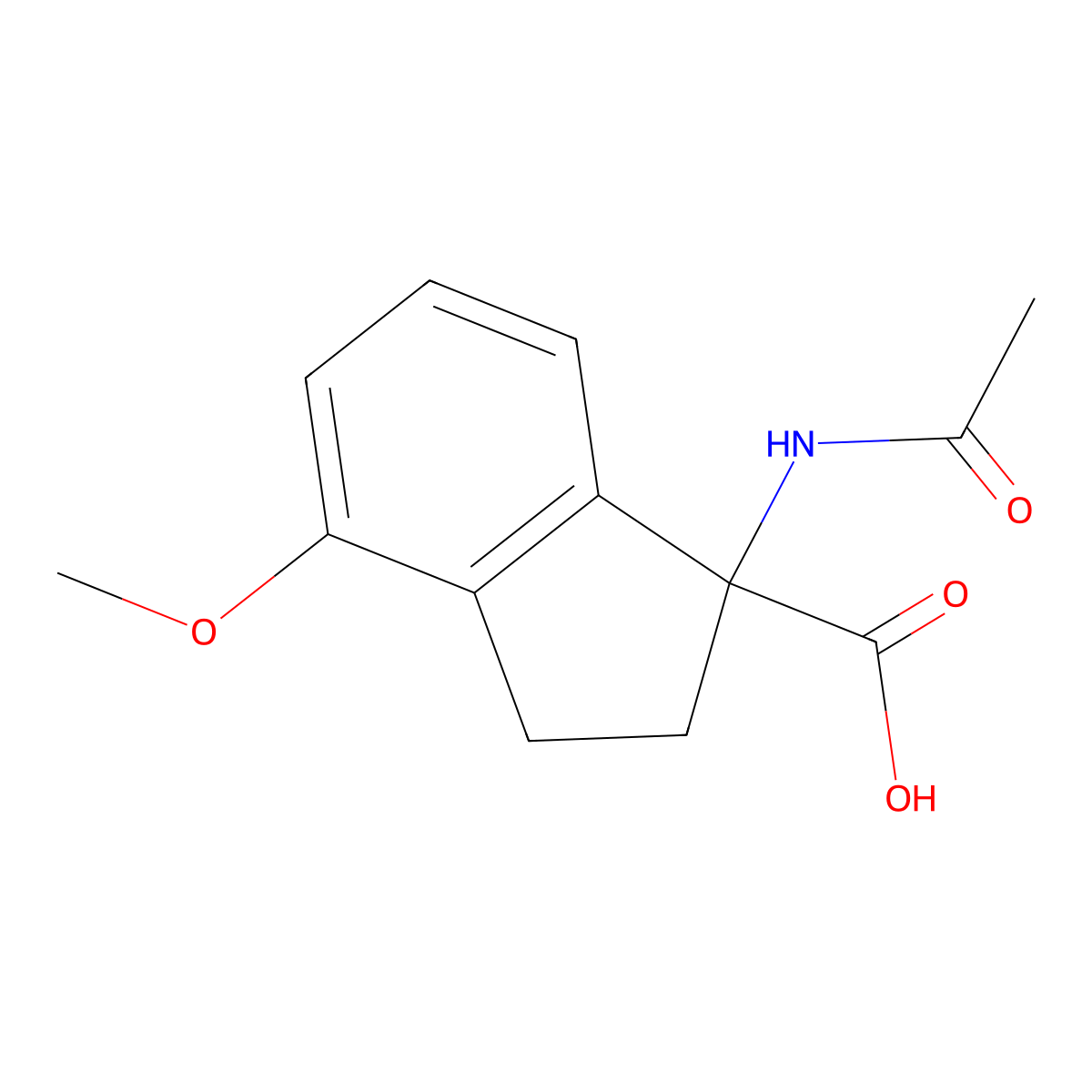 1-acetamido-4-methoxy-2,3-dihydro-1H-indene-1-carboxylic acid molecular structure, CAS 2680739-89-1