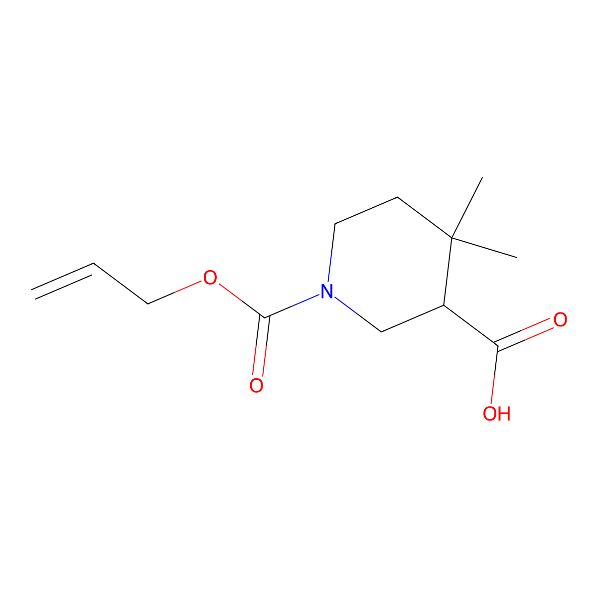 4,4-Dimethyl-1-[(prop-2-en-1-yloxy)carbonyl]piperidine-3-carboxylic acid molecular structure, CAS 2680739-93-7