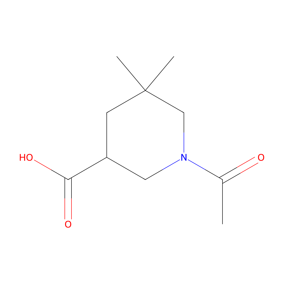 1-Acetyl-5,5-dimethylpiperidine-3-carboxylic acid molecular structure, CAS 2680739-95-9