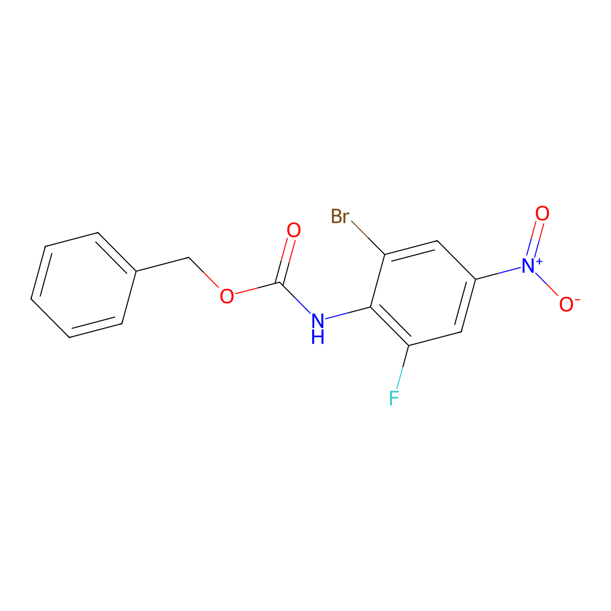 benzyl N-(2-bromo-6-fluoro-4-nitrophenyl)carbamate molecular structure, CAS 2680740-01-4