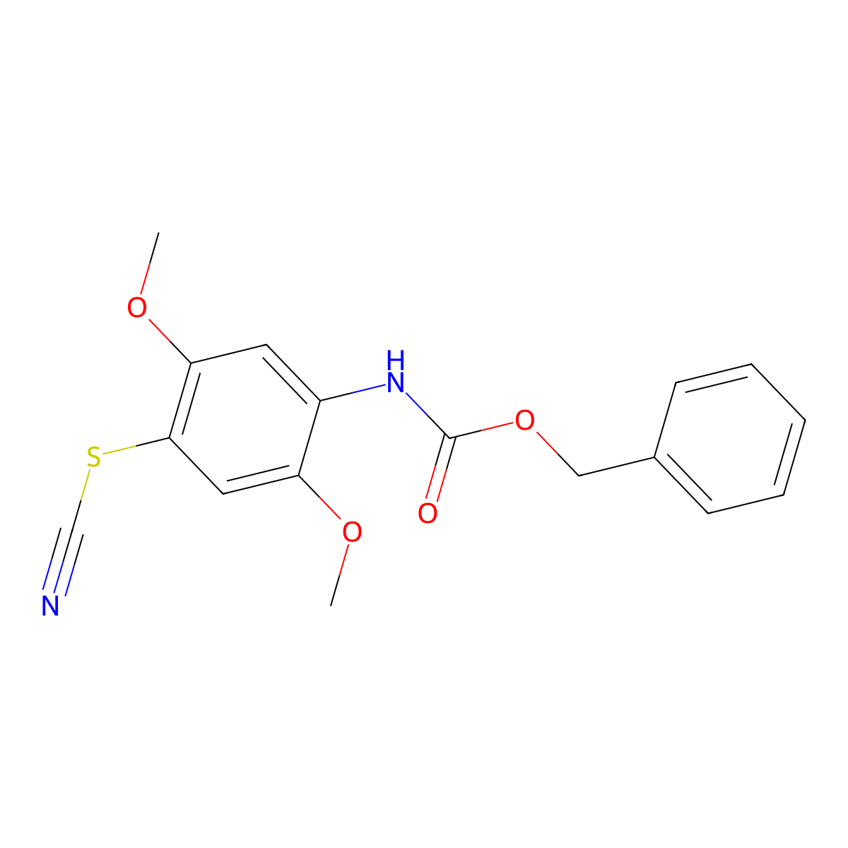 benzyl N-[4-(cyanosulfanyl)-2,5-dimethoxyphenyl]carbamate molecular structure, CAS 2680740-08-1