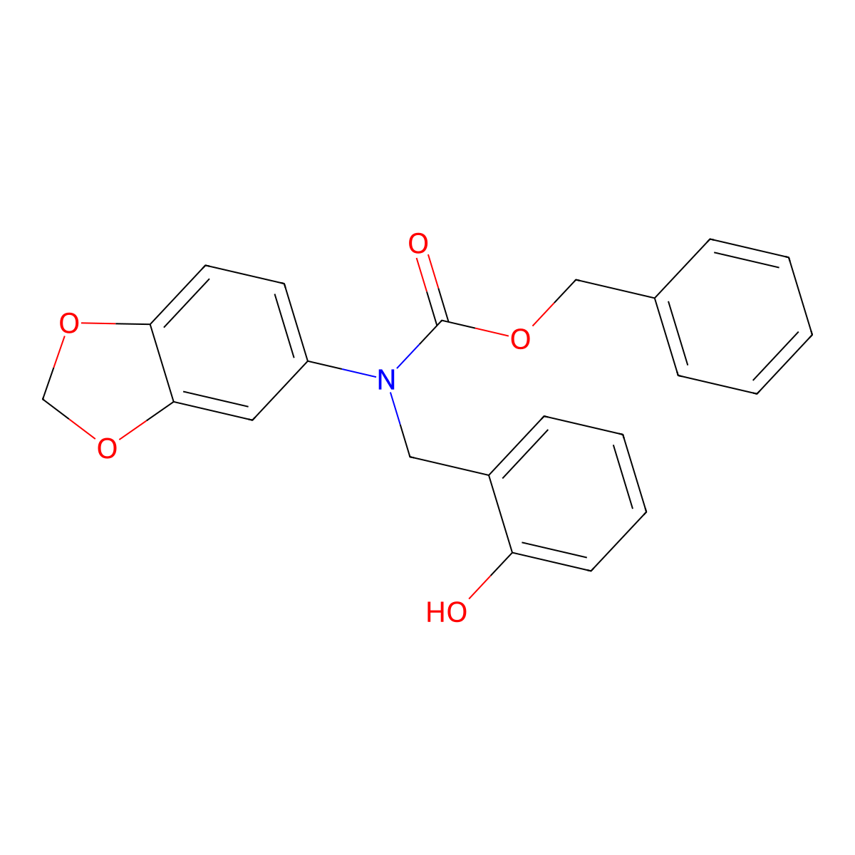 benzyl N-(1,3-dioxaindan-5-yl)-N-[(2-hydroxyphenyl)methyl]carbamate molecular structure, CAS 2680740-12-7