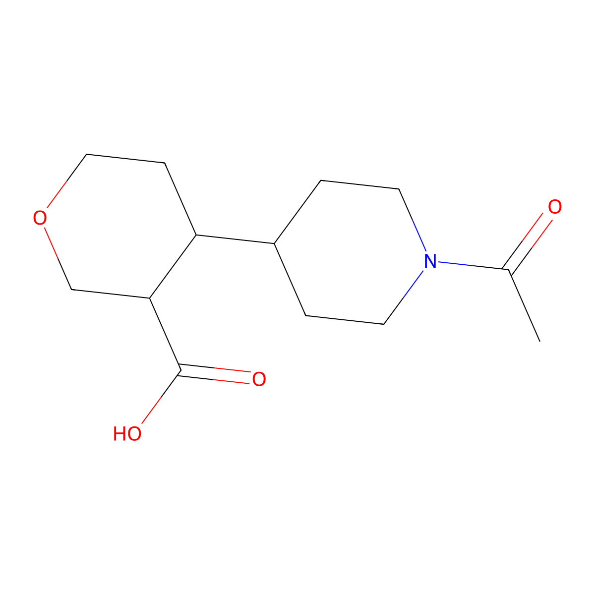 4-(1-Acetylpiperidin-4-yl)oxane-3-carboxylic acid molecular structure, CAS 2680740-18-3