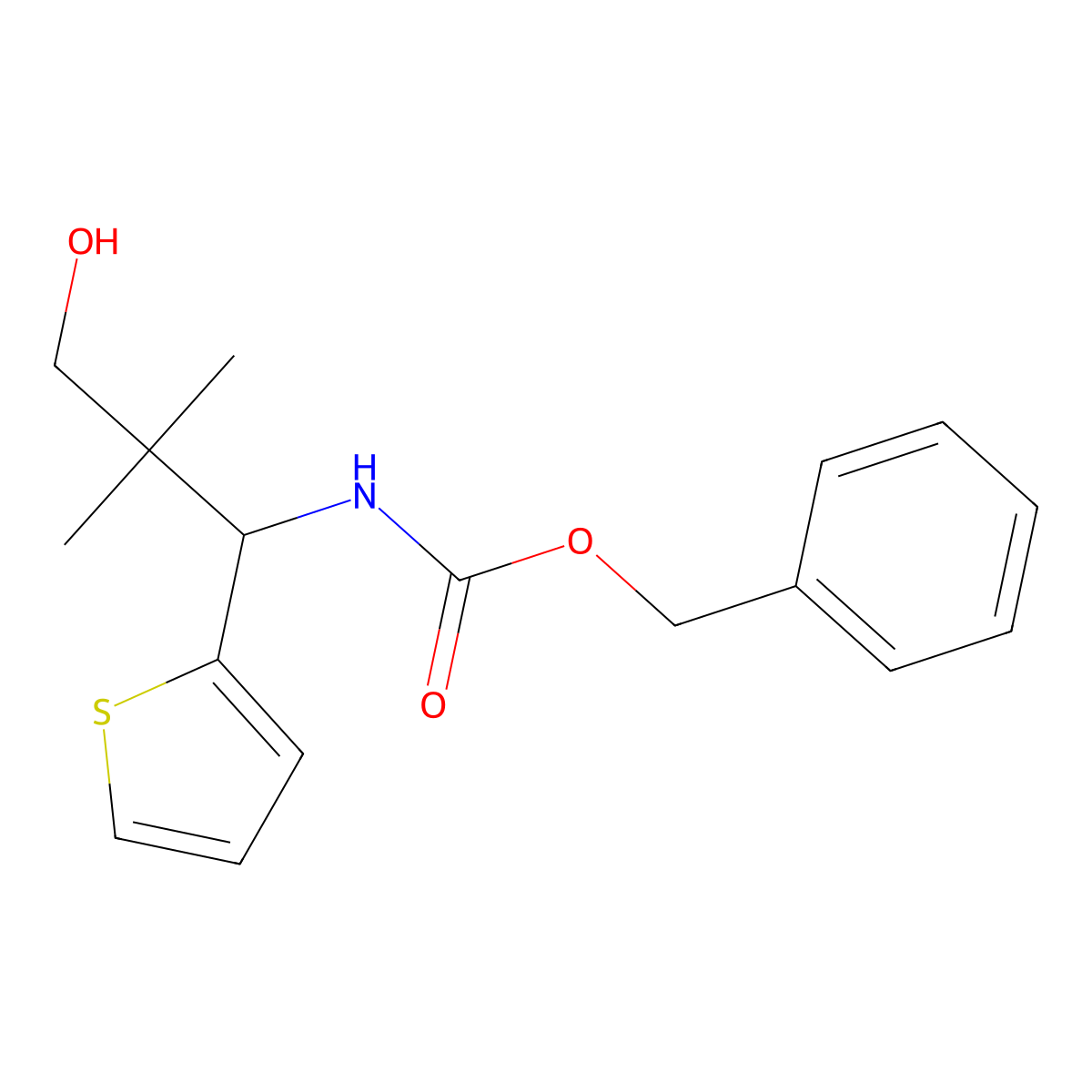 benzyl N-[3-hydroxy-2,2-dimethyl-1-(thiophen-2-yl)propyl]carbamate molecular structure, CAS 2680740-19-4