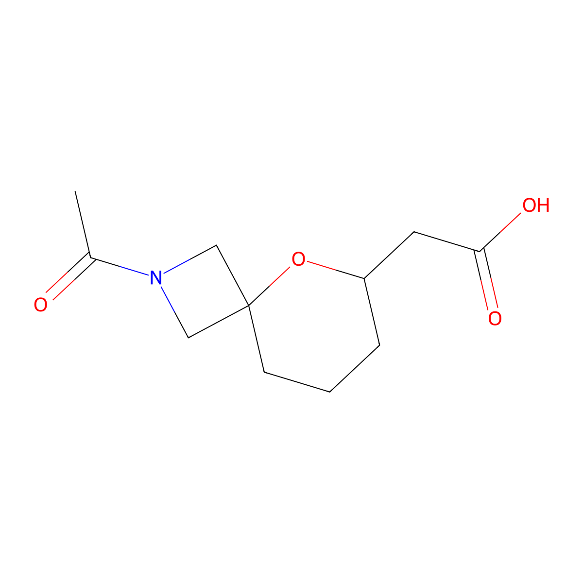 2-{2-Acetyl-5-oxa-2-azaspiro[3.5]nonan-6-yl}acetic acid molecular structure, CAS 2680740-21-8