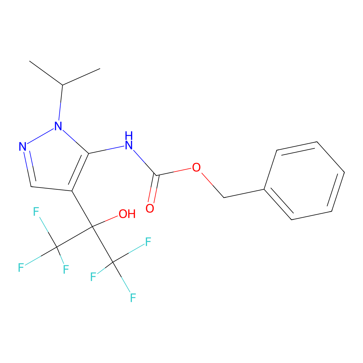 benzyl N-[4-(1,1,1,3,3,3-hexafluoro-2-hydroxypropan-2-yl)-1-(propan-2-yl)-1H-pyrazol-5-yl]carbamate molecular structure, CAS 2680740-29-6