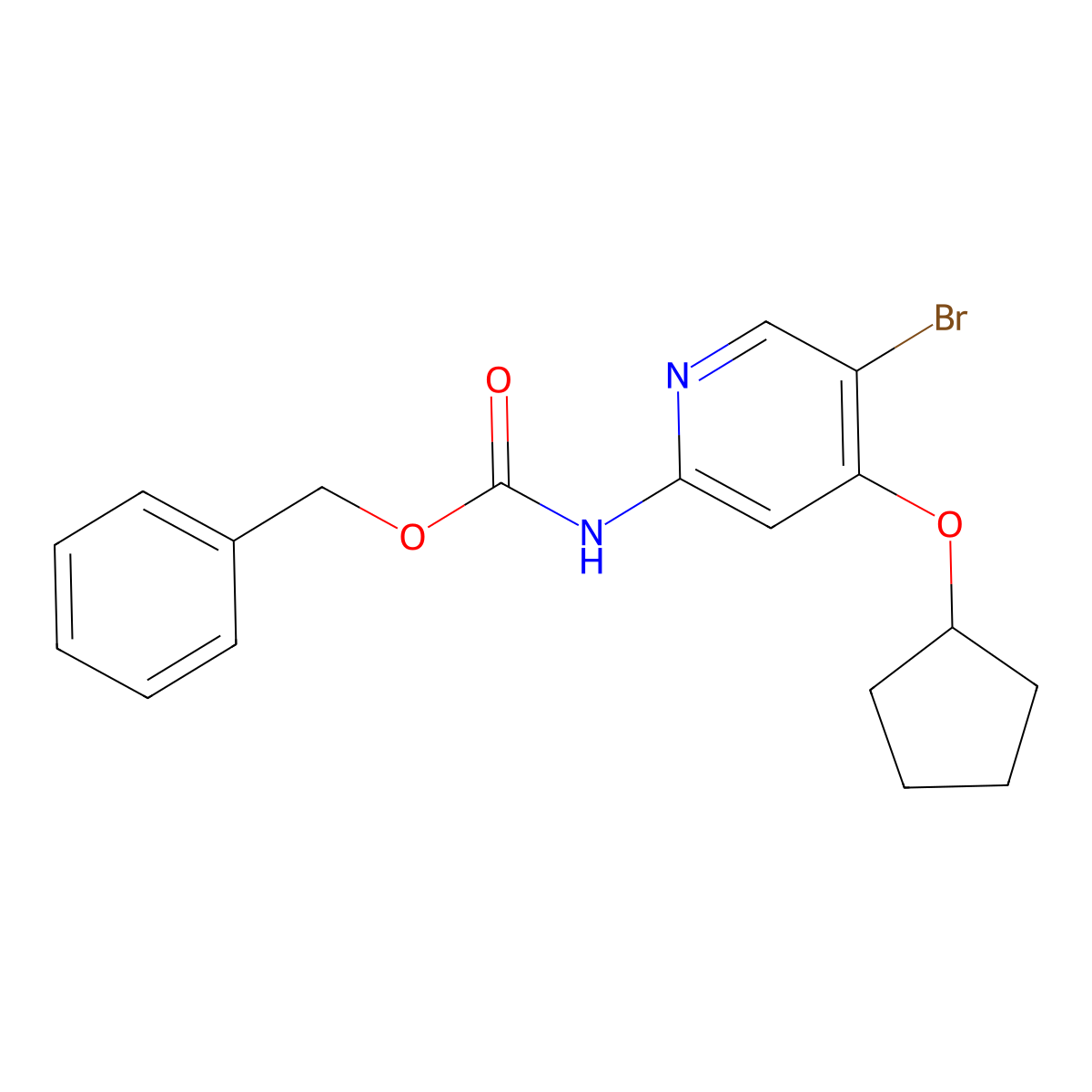 benzyl N-[5-bromo-4-(cyclopentyloxy)pyridin-2-yl]carbamate molecular structure, CAS 2680740-30-9