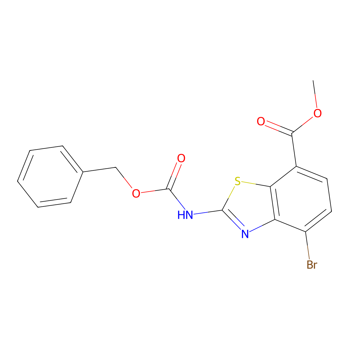 Methyl 2-{[(benzyloxy)carbonyl]amino}-4-bromo-1,3-benzothiazole-7-carboxylate molecular structure, CAS 2680740-32-1