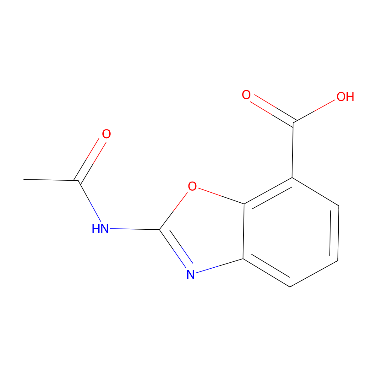 2-Acetamido-1,3-benzoxazole-7-carboxylic acid molecular structure, CAS 2680740-42-3