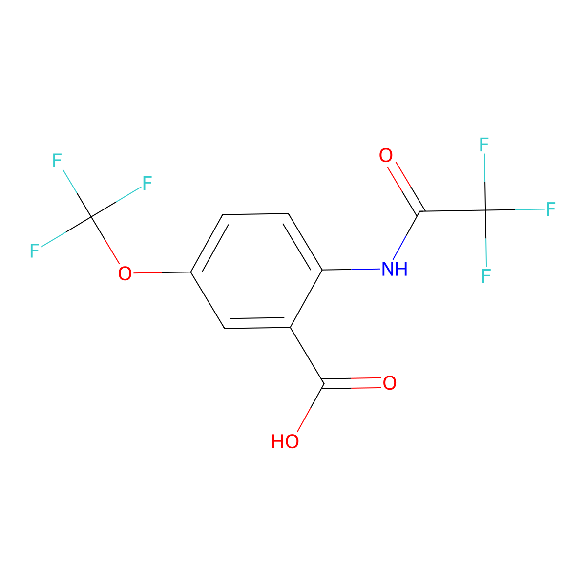2-(2,2,2-Trifluoroacetamido)-5-(trifluoromethoxy)benzoic acid molecular structure, CAS 2680740-48-9