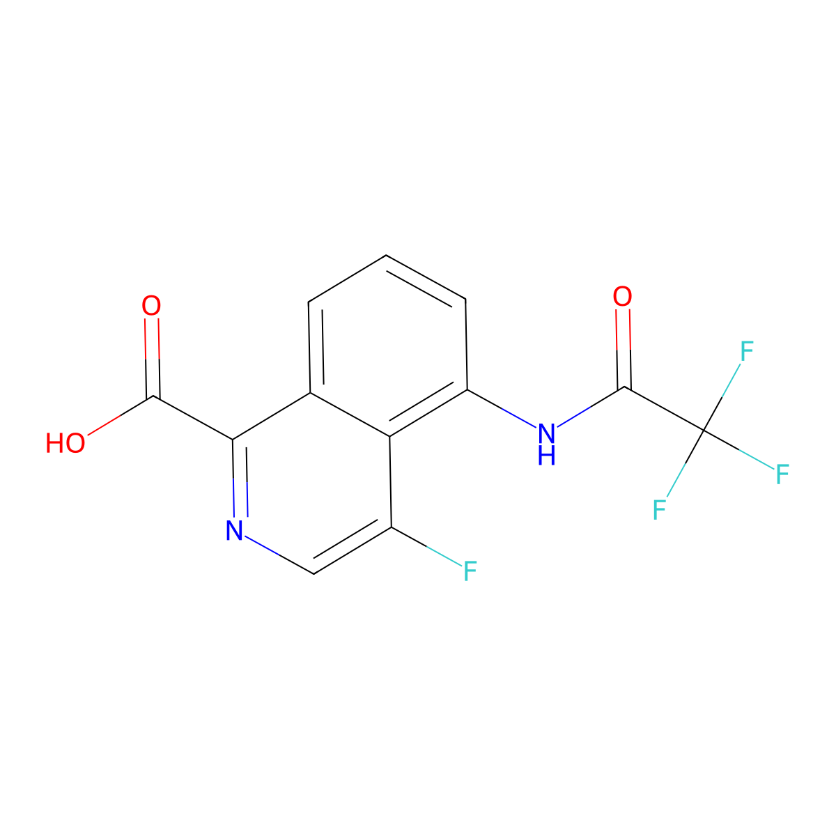 4-Fluoro-5-(2,2,2-trifluoroacetamido)isoquinoline-1-carboxylic acid molecular structure, CAS 2680740-49-0
