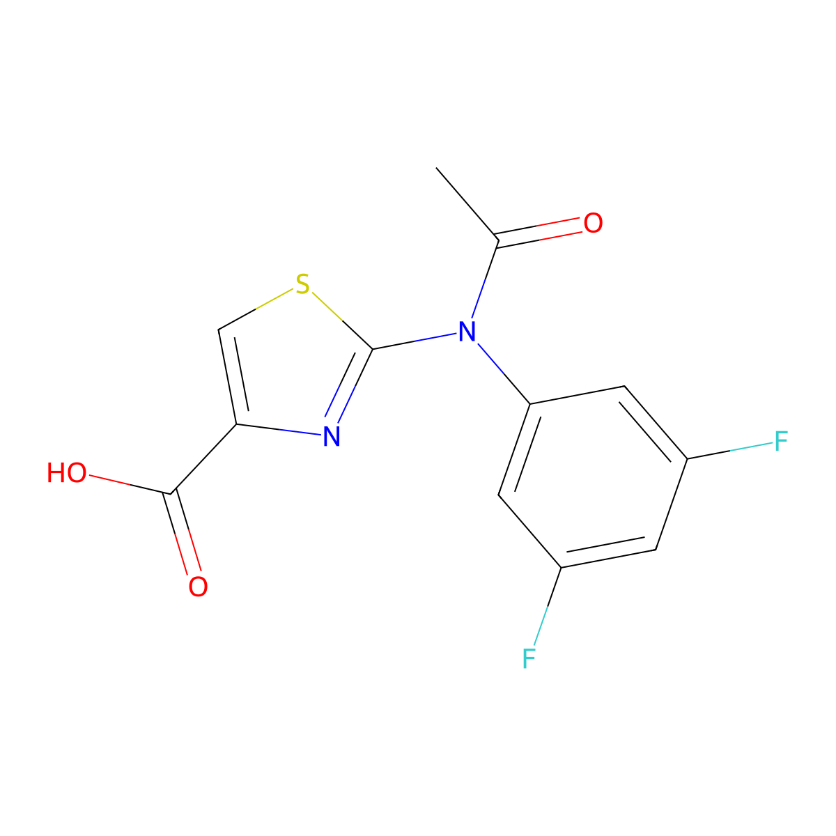2-[N-(3,5-difluorophenyl)acetamido]-1,3-thiazole-4-carboxylic acid molecular structure, CAS 2680740-52-5