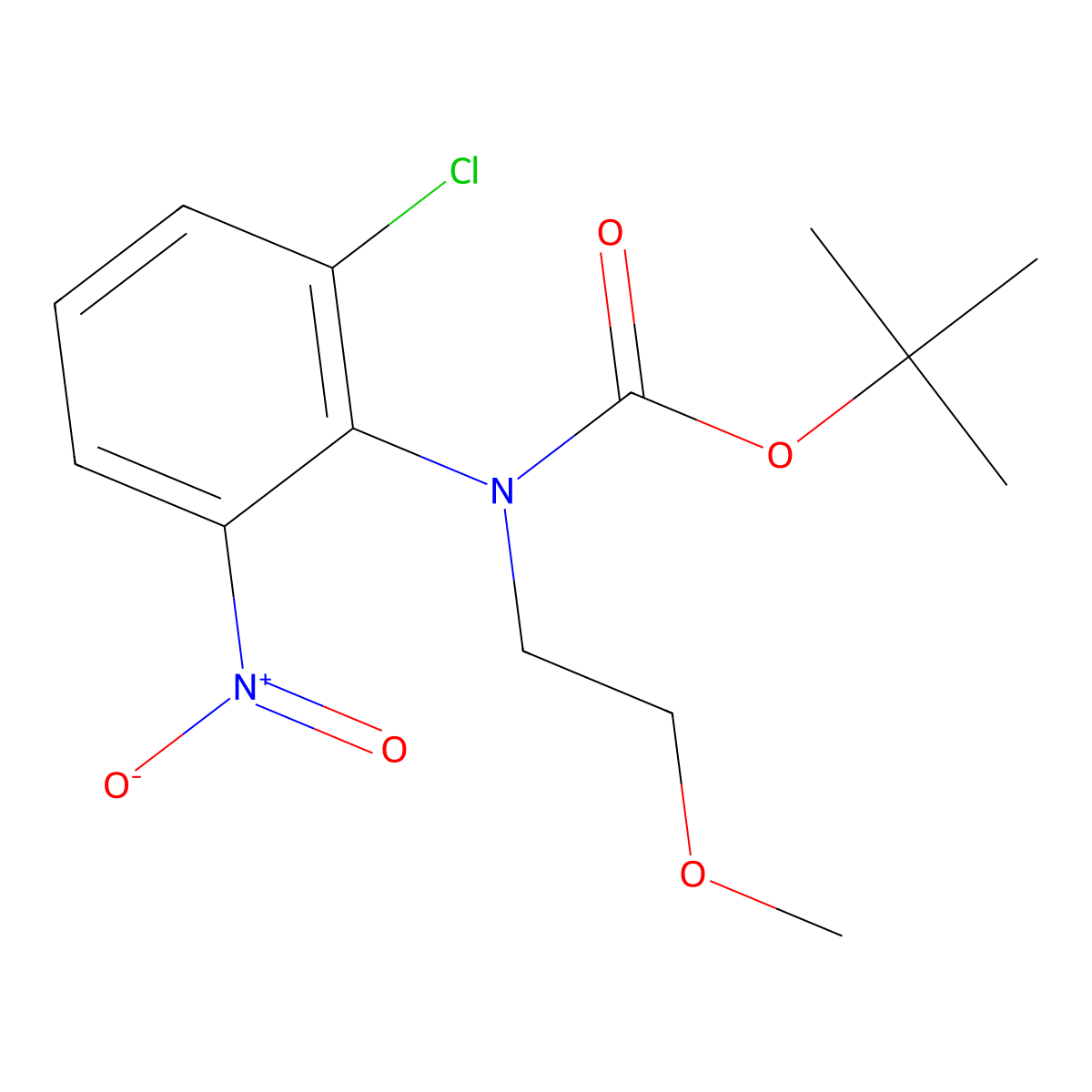 tert-butyl N-(2-chloro-6-nitrophenyl)-N-(2-methoxyethyl)carbamate molecular structure, CAS 2680740-62-7