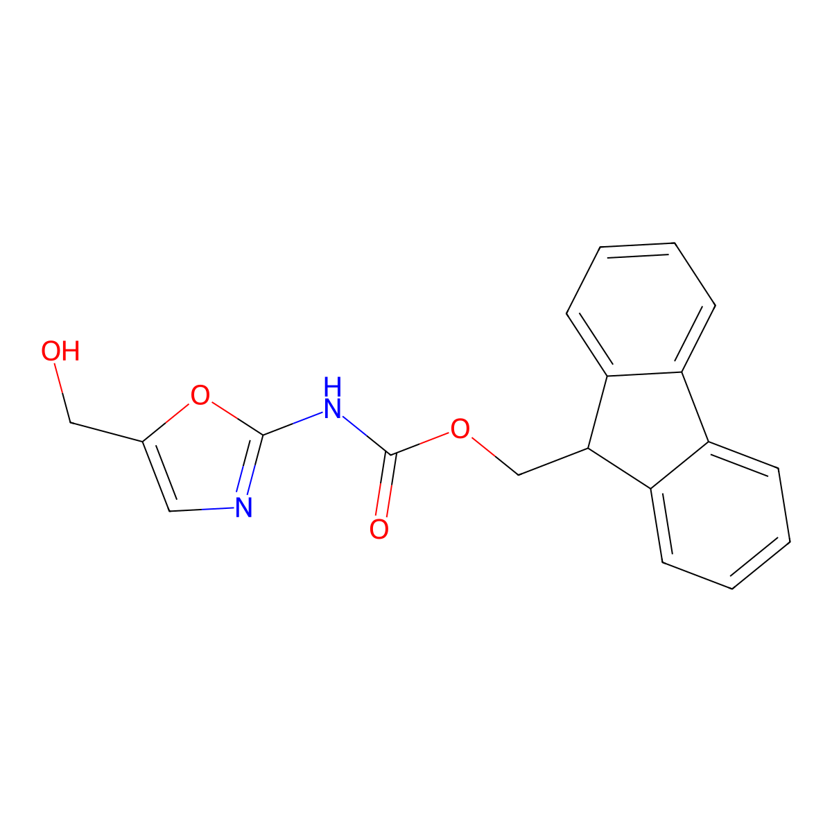 (9H-fluoren-9-yl)methyl N-[5-(hydroxymethyl)-1,3-oxazol-2-yl]carbamate molecular structure, CAS 2680740-64-9