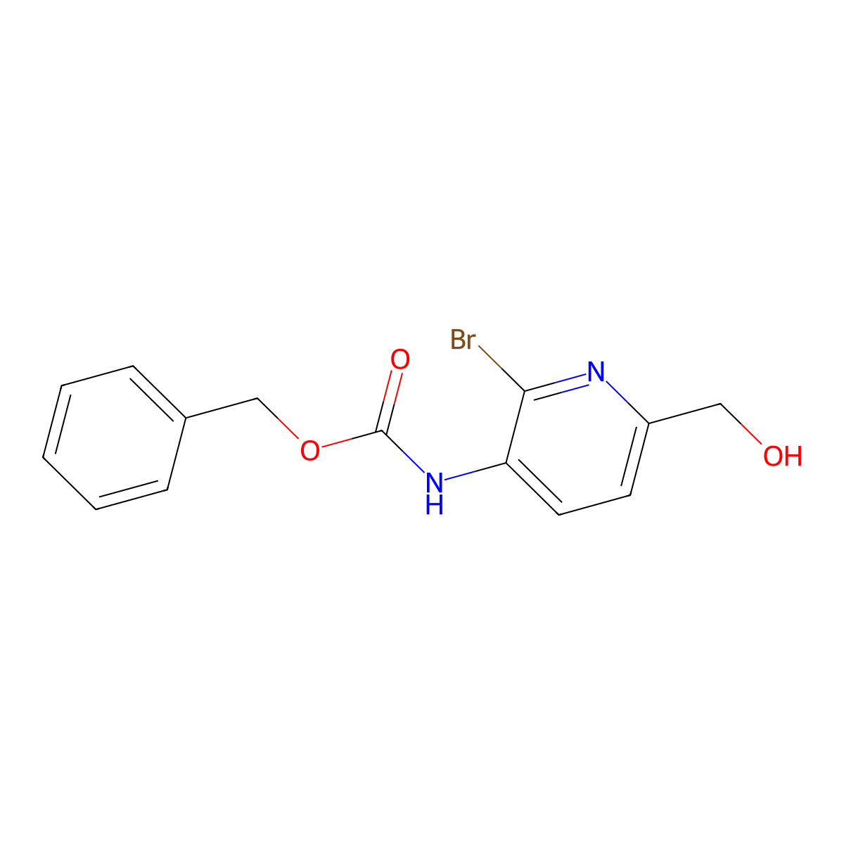 benzyl N-[2-bromo-6-(hydroxymethyl)pyridin-3-yl]carbamate molecular structure, CAS 2680740-68-3
