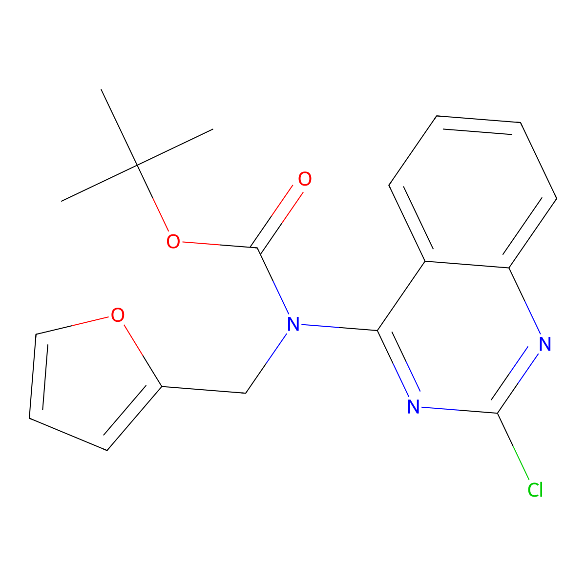 tert-butyl N-(2-chloroquinazolin-4-yl)-N-[(furan-2-yl)methyl]carbamate molecular structure, CAS 2680740-69-4