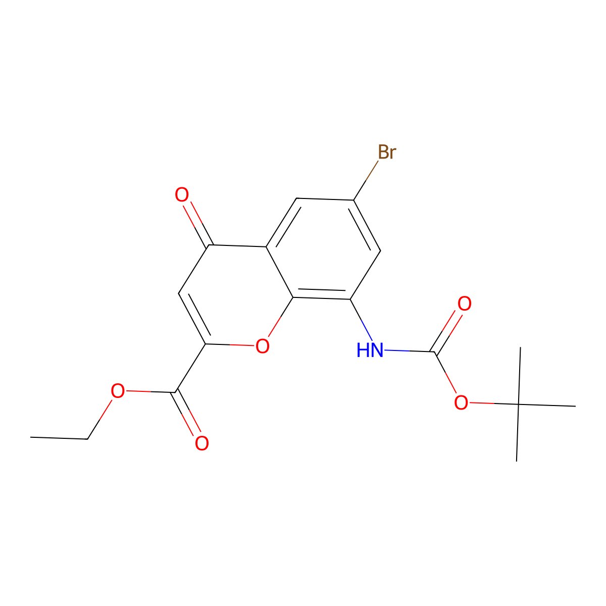 ethyl 6-bromo-8-{[(tert-butoxy)carbonyl]amino}-4-oxo-4H-chromene-2-carboxylate molecular structure, CAS 2680740-70-7