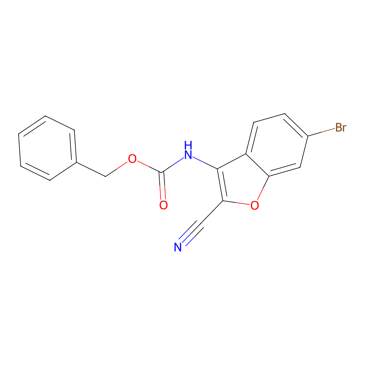 benzyl N-(6-bromo-2-cyano-1-benzofuran-3-yl)carbamate molecular structure, CAS 2680740-76-3