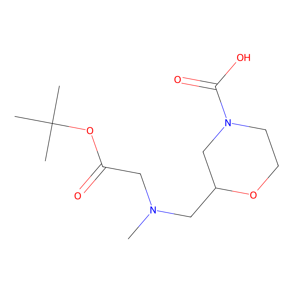2-({[2-(Tert-butoxy)-2-oxoethyl](methyl)amino}methyl)morpholine-4-carboxylic acid molecular structure, CAS 2680740-77-4