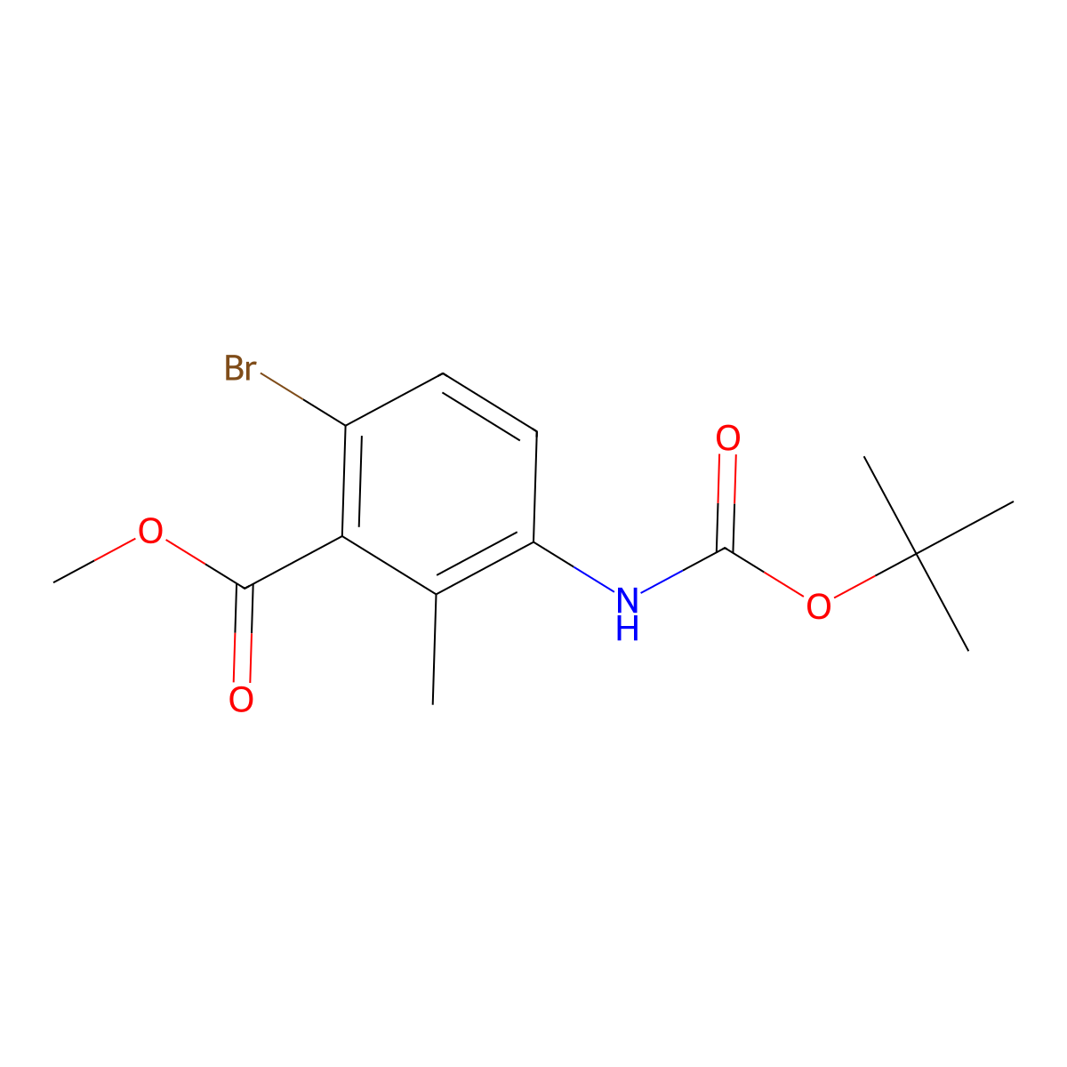 Methyl 6-bromo-3-{[(tert-butoxy)carbonyl]amino}-2-methylbenzoate molecular structure, CAS 2680740-82-1