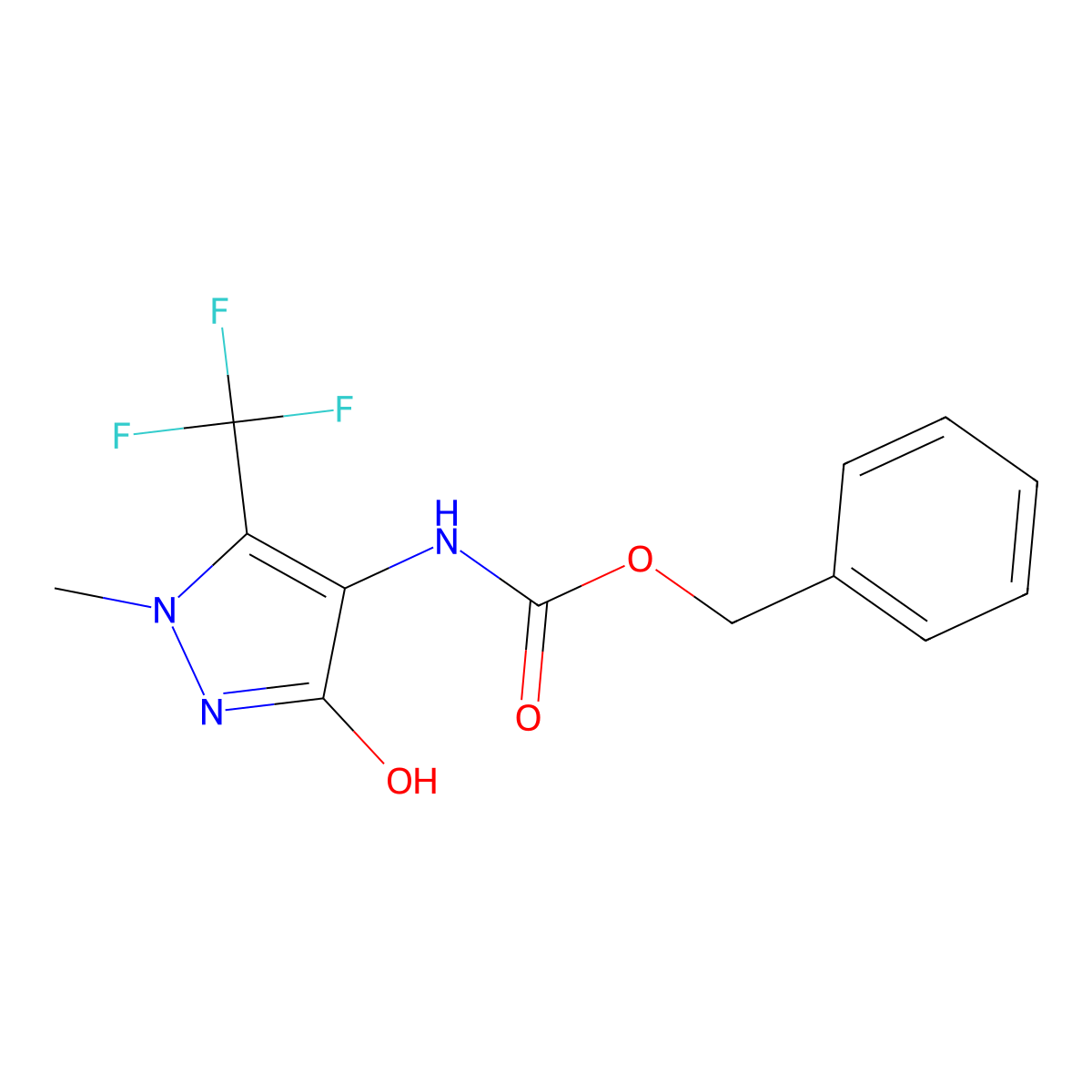 benzyl N-[3-hydroxy-1-methyl-5-(trifluoromethyl)-1H-pyrazol-4-yl]carbamate molecular structure, CAS 2680740-93-4