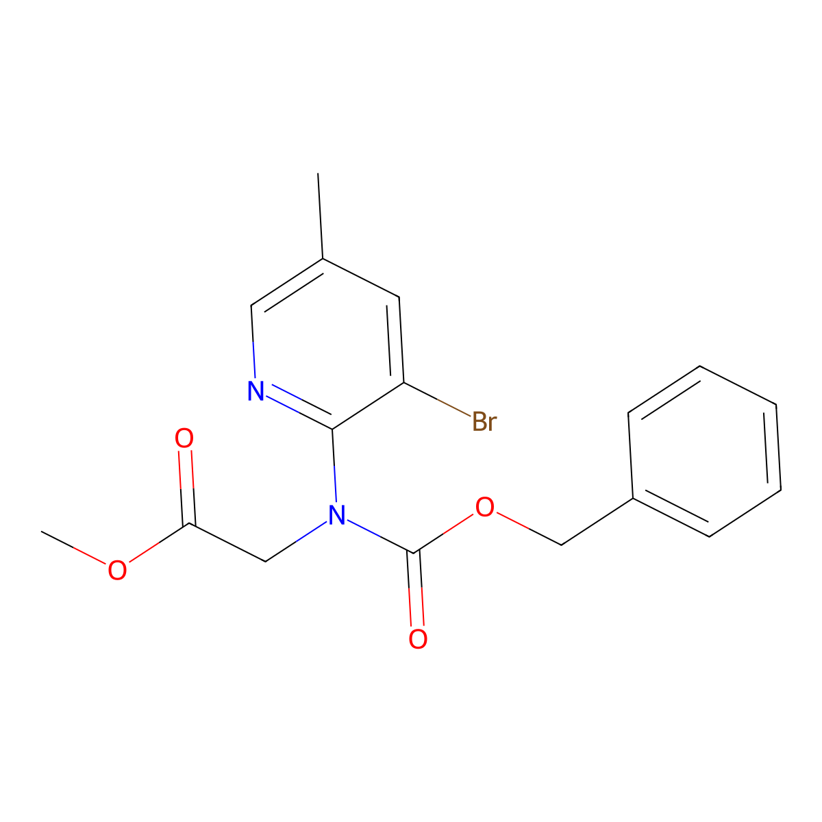 Methyl 2-{[(benzyloxy)carbonyl](3-bromo-5-methylpyridin-2-yl)amino}acetate molecular structure, CAS 2680740-96-7