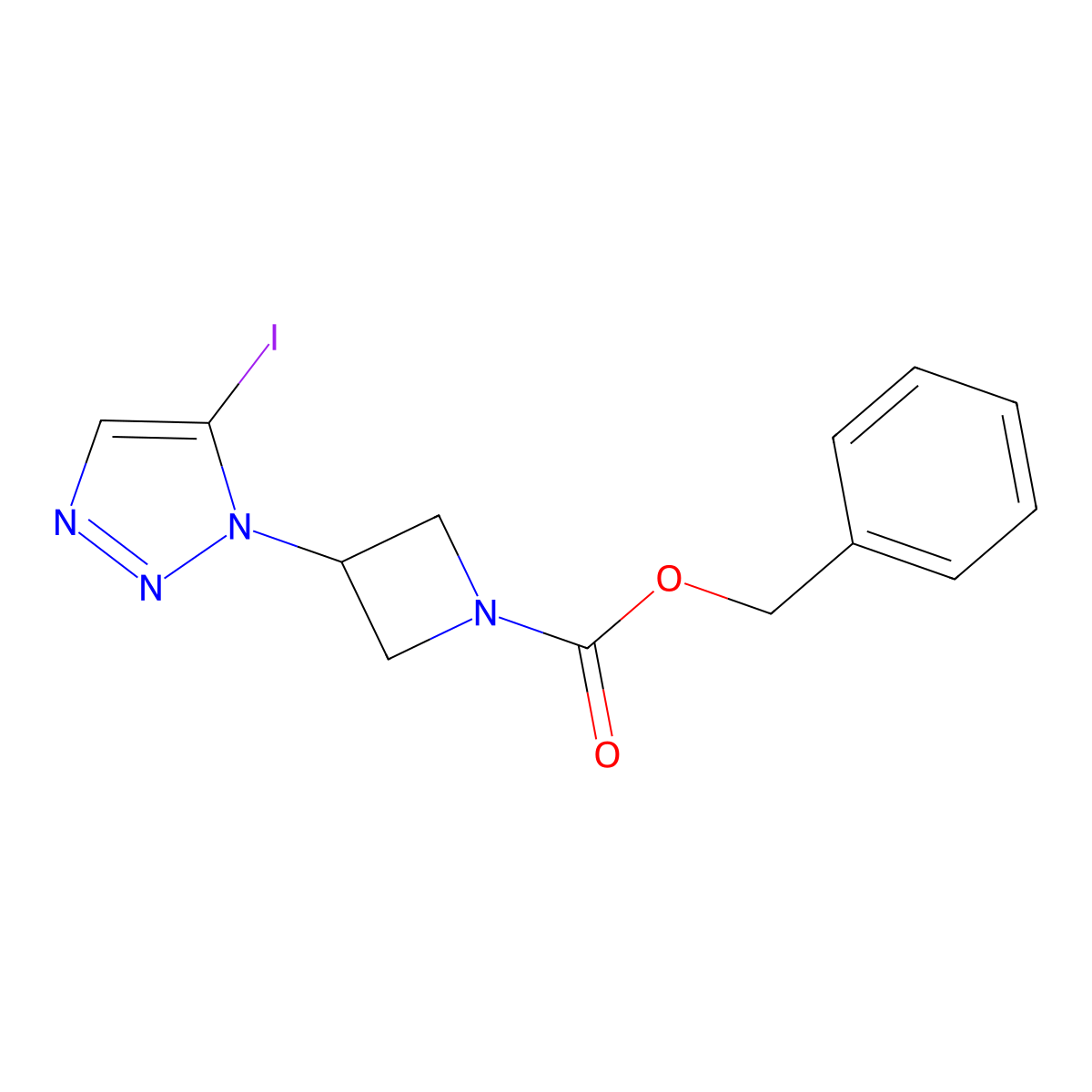 benzyl 3-(5-iodo-1H-1,2,3-triazol-1-yl)azetidine-1-carboxylate molecular structure, CAS 2680741-13-1