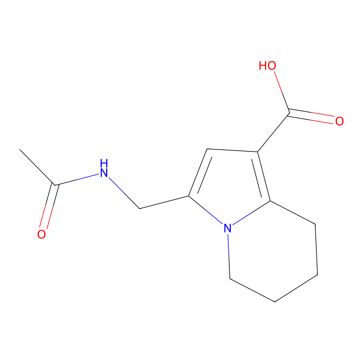 3-(Acetamidomethyl)-5,6,7,8-tetrahydroindolizine-1-carboxylic acid molecular structure, CAS 2680741-17-5