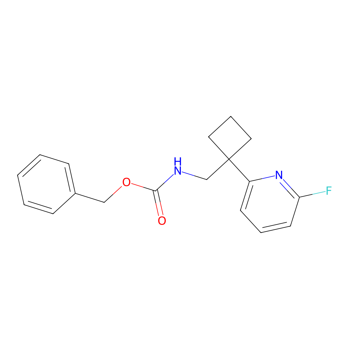 benzyl N-{[1-(6-fluoropyridin-2-yl)cyclobutyl]methyl}carbamate molecular structure, CAS 2680741-23-3