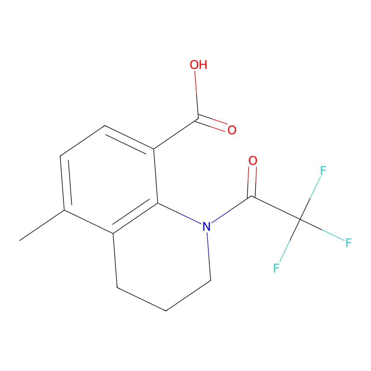 5-Methyl-1-(2,2,2-trifluoroacetyl)-1,2,3,4-tetrahydroquinoline-8-carboxylic acid molecular structure, CAS 2680741-26-6