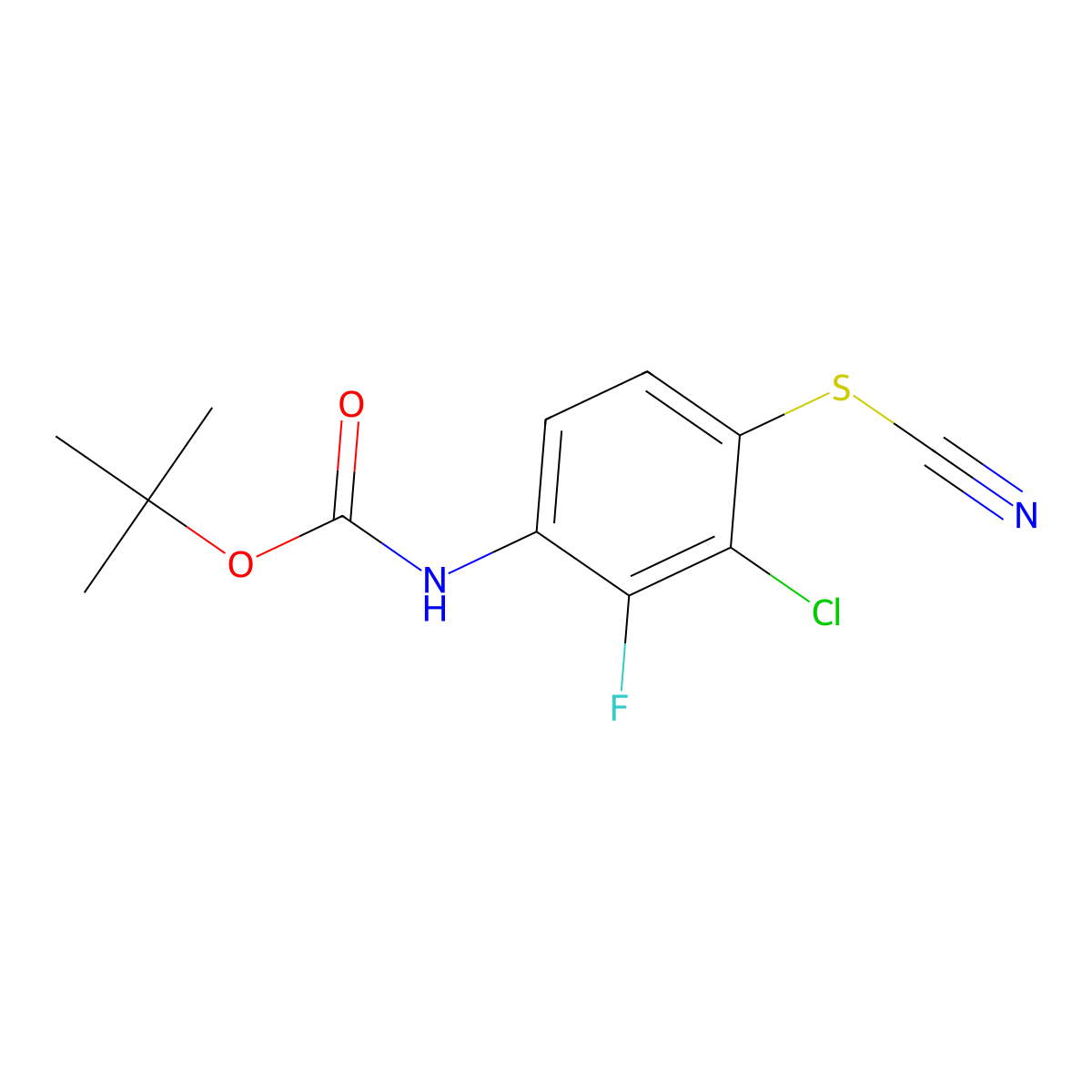 tert-butyl N-[3-chloro-4-(cyanosulfanyl)-2-fluorophenyl]carbamate molecular structure, CAS 2680741-34-6