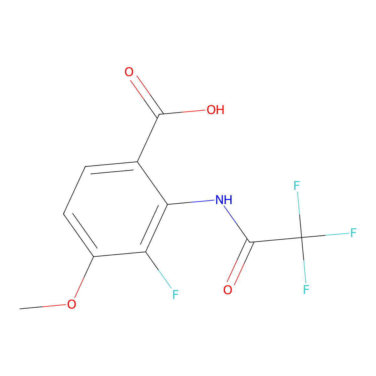 3-Fluoro-4-methoxy-2-(2,2,2-trifluoroacetamido)benzoic acid molecular structure, CAS 2680741-49-3
