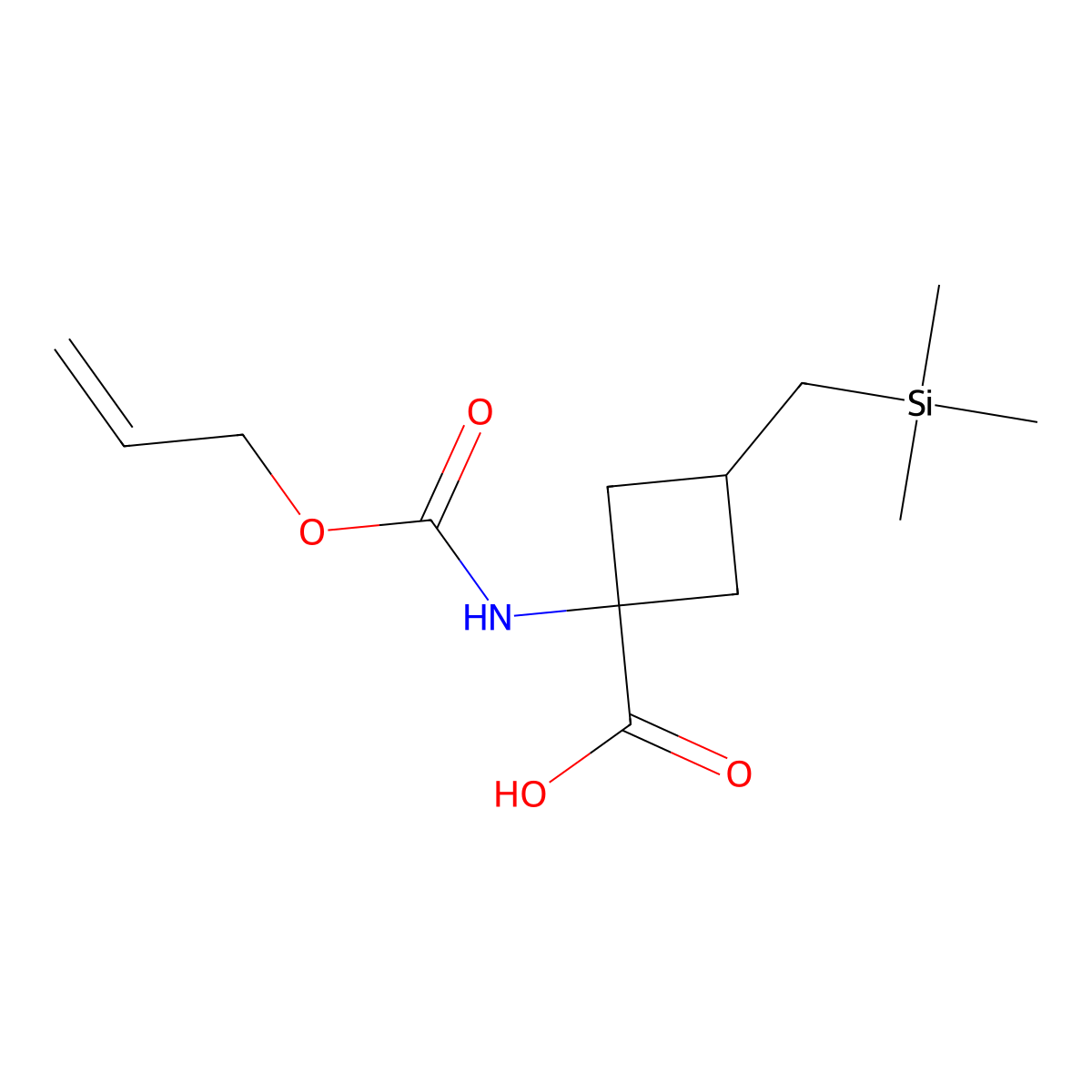 1-{[(Prop-2-en-1-yloxy)carbonyl]amino}-3-[(trimethylsilyl)methyl]cyclobutane-1-carboxylic acid molecular structure, CAS 2680741-58-4