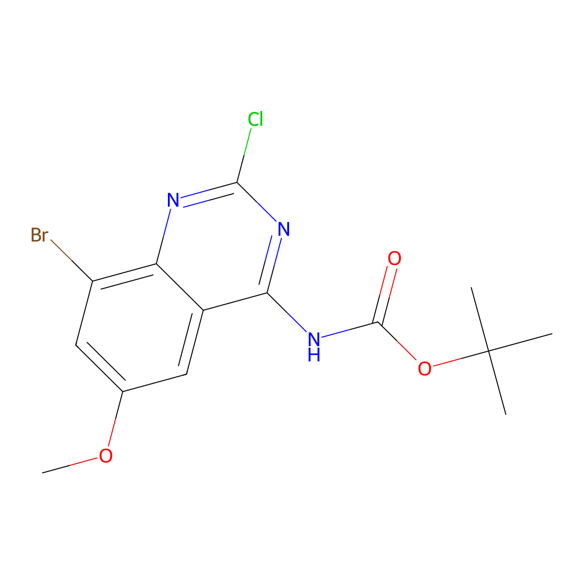 tert-butyl N-(8-bromo-2-chloro-6-methoxyquinazolin-4-yl)carbamate molecular structure, CAS 2680741-65-3