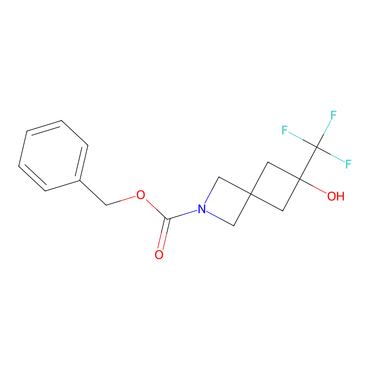 Benzyl 6-hydroxy-6-(trifluoromethyl)-2-azaspiro[3.3]heptane-2-carboxylate molecular structure, CAS 2680741-66-4