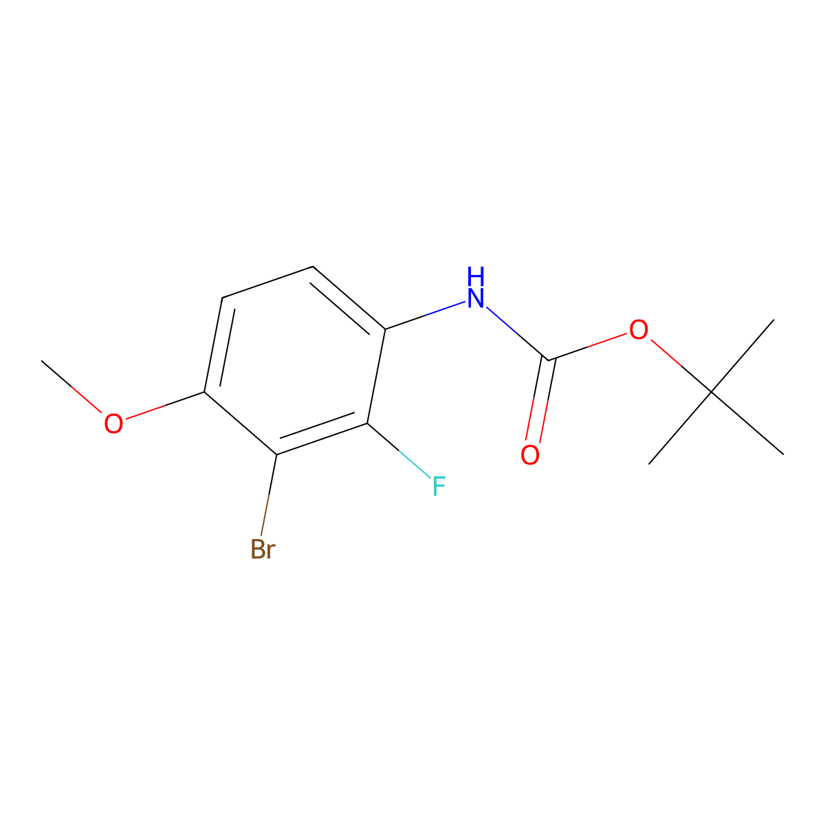 tert-butyl N-(3-bromo-2-fluoro-4-methoxyphenyl)carbamate molecular structure, CAS 2680741-72-2
