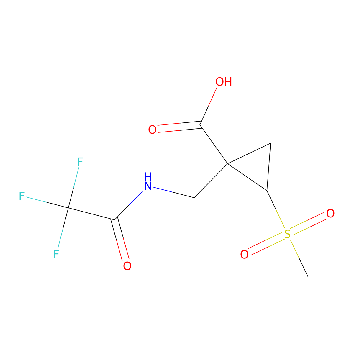 2-Methanesulfonyl-1-[(2,2,2-trifluoroacetamido)methyl]cyclopropane-1-carboxylic acid molecular structure, CAS 2680741-75-5