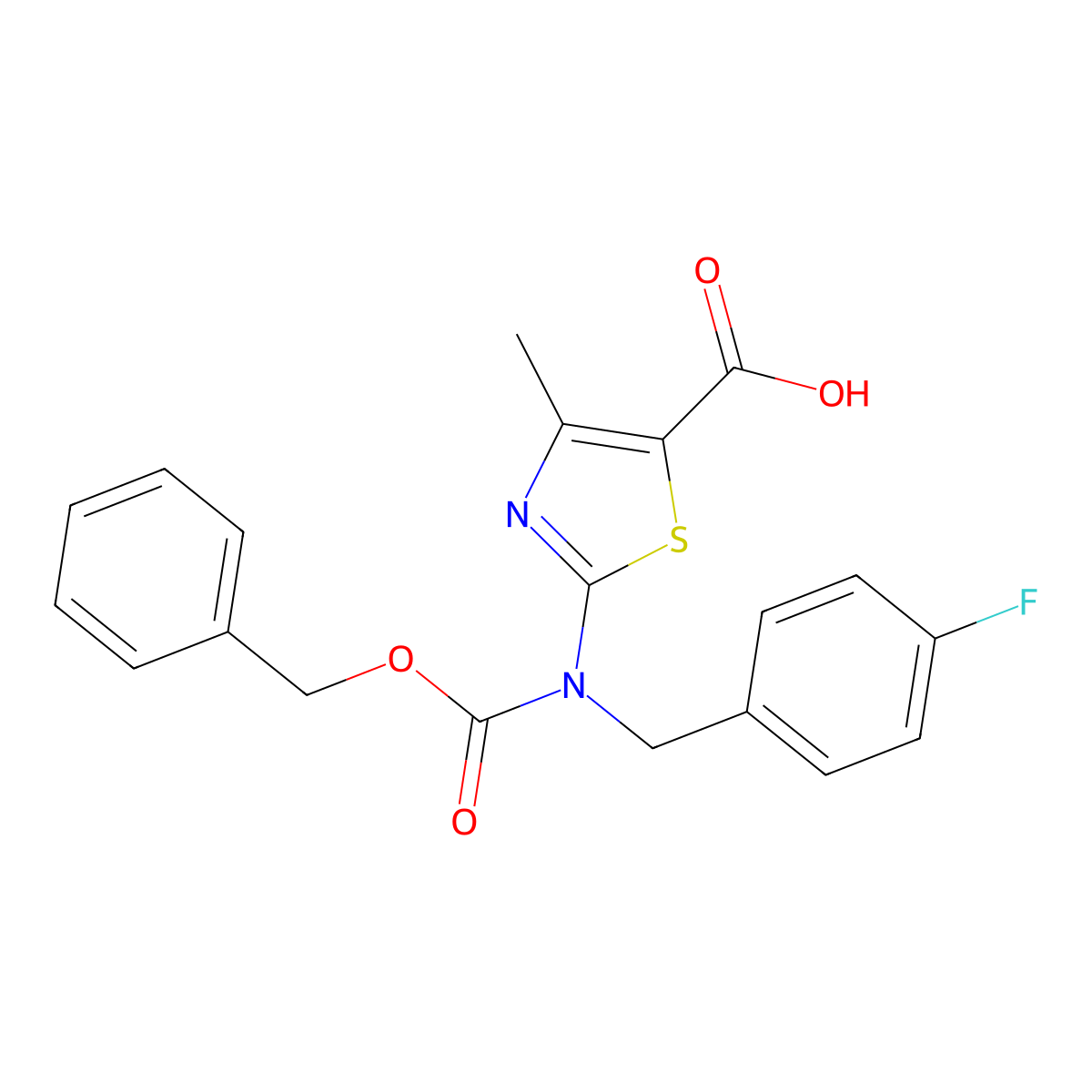 2-{[(Benzyloxy)carbonyl][(4-fluorophenyl)methyl]amino}-4-methyl-1,3-thiazole-5-carboxylic acid molecular structure, CAS 2680741-76-6