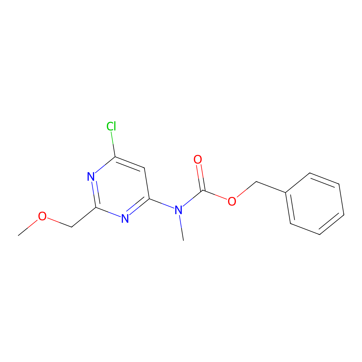 benzyl N-[6-chloro-2-(methoxymethyl)pyrimidin-4-yl]-N-methylcarbamate molecular structure, CAS 2680741-78-8