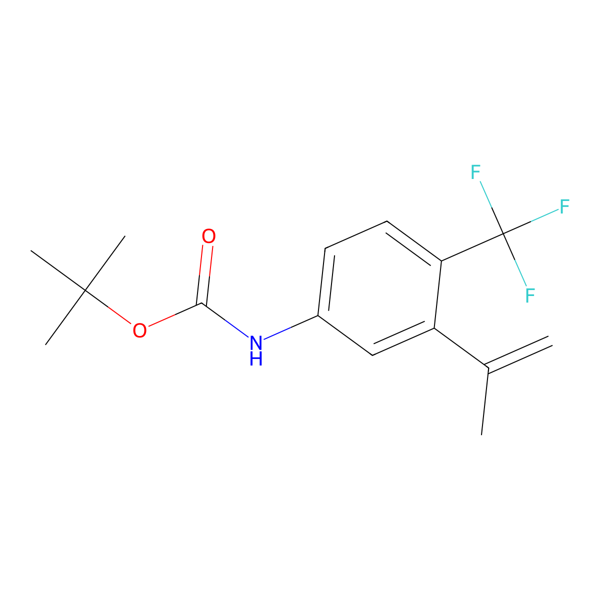 tert-butyl N-[3-(prop-1-en-2-yl)-4-(trifluoromethyl)phenyl]carbamate molecular structure, CAS 2680741-84-6