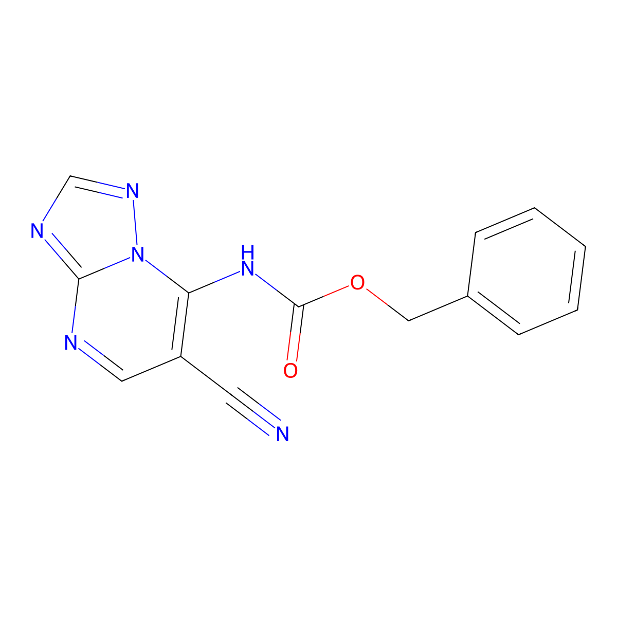 benzyl N-{6-cyano-[1,2,4]triazolo[1,5-a]pyrimidin-7-yl}carbamate molecular structure, CAS 2680741-85-7