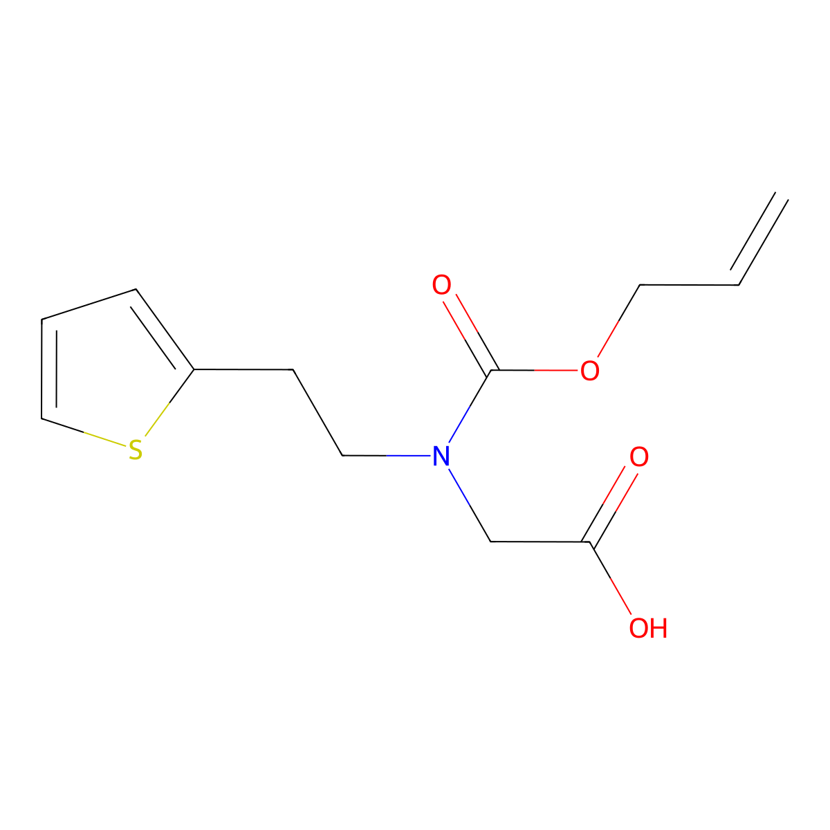 2-{[(Prop-2-en-1-yloxy)carbonyl][2-(thiophen-2-yl)ethyl]amino}acetic acid molecular structure, CAS 2680741-86-8